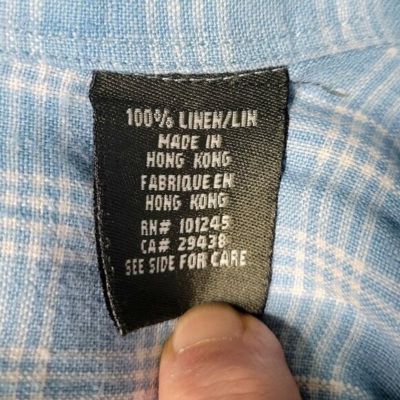 2 Henry Cottons Men's Linen Plaid Dress Shirts Sz Small Tall Blue Orange Easter - Picture 11 of 16